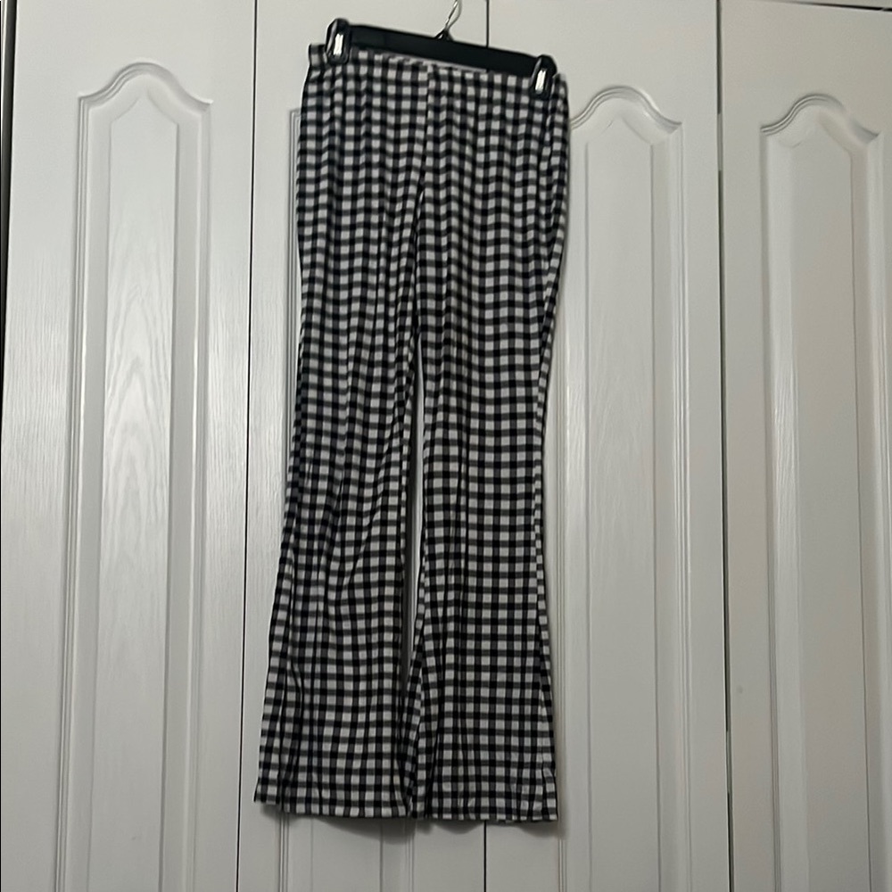 Papaya Black and White Checkered Flare Pants